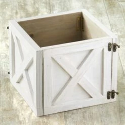 Outlet 😀 The Lakeside Collection Lakeside Large Barn Wood Planter Box Wrap with Hinged Door 🔥