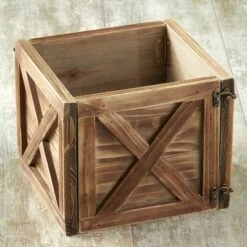 Outlet 😀 The Lakeside Collection Lakeside Large Barn Wood Planter Box Wrap with Hinged Door 🔥 -Planters Sales Store unnamed file 1069
