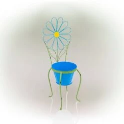 Best deal 👍 Alpine Corporation Alpine 24" Iron Flower Planter Stand Blue 🌟 -Planters Sales Store unnamed file 1072