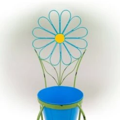 Best deal 👍 Alpine Corporation Alpine 24" Iron Flower Planter Stand Blue 🌟 -Planters Sales Store unnamed file 1073