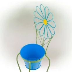 Best deal 👍 Alpine Corporation Alpine 24" Iron Flower Planter Stand Blue 🌟 -Planters Sales Store unnamed file 1074