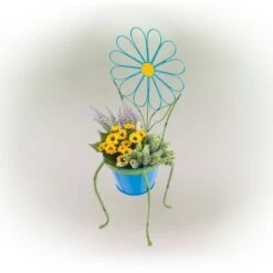 Best deal 👍 Alpine Corporation Alpine 24" Iron Flower Planter Stand Blue 🌟 -Planters Sales Store unnamed file 1075