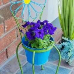 Best deal 👍 Alpine Corporation Alpine 24" Iron Flower Planter Stand Blue 🌟 -Planters Sales Store unnamed file 1078