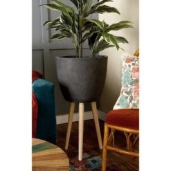 Discount โญ Contemporary Fiber Clay Planter with Stands - Olivia & May Gray ๐