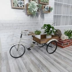 Hot Sale 🔥 Olivia & May 24" Rustic Iron Bicycle Inspired Flower Cart Brown - Olivia & May 💯 -Planters Sales Store unnamed file 1099