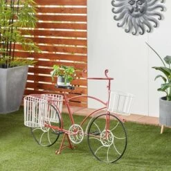 Best reviews of 🔥 Olivia & May Large Rectangular Metal Bicycle Planter Red - Olivia & May 🛒