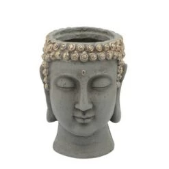 Outlet ✨ Sagebrook Home Buddha Head Resin Planter Gray ❤️ -Planters Sales Store unnamed file 1135