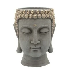 Outlet ✨ Sagebrook Home Buddha Head Resin Planter Gray ❤️ -Planters Sales Store unnamed file 1136