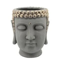 Outlet ✨ Sagebrook Home Buddha Head Resin Planter Gray ❤️ -Planters Sales Store unnamed file 1137