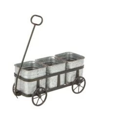 Buy 🤩 Olivia & May 16" Farmhouse Iron Vintage Wagon Novelty Planter Silver - Olivia & May 🔥 -Planters Sales Store unnamed file 1159