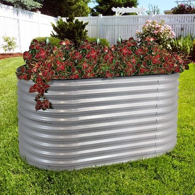 Best Sale ๐ Sunnydaze Decor Sunnydaze Large Oval Steel Raised Garden Bed - Stand-Up Height - 62.5" W x 32" H - Silver ๐ 2 Best Sale ๐ Sunnydaze Decor Sunnydaze Large Oval Steel Raised Garden Bed - Stand-Up Height - 62.5" W x 32" H - Silver ๐