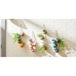 Discount 😀 Zingz & Thingz Zingz & Thingz 3.75" Indoor/Outdoor Dangling Terracotta Mini Pots Whitewash 😍 -Planters Sales Store unnamed file 1205