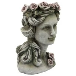 Coupon 🤩 Sagebrook Home 15" Flower Lady Resin Planter Gray 🎉
