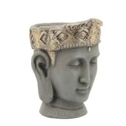 Wholesale โ๏ธ Sagebrook Home Buddha Head with Crown Resin Planter Gray ๐