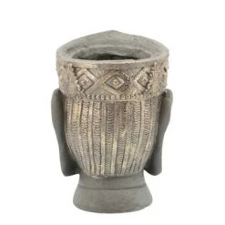 Wholesale ✔️ Sagebrook Home Buddha Head with Crown Resin Planter Gray 🎁 -Planters Sales Store unnamed file 1329