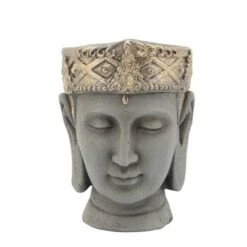 Wholesale ✔️ Sagebrook Home Buddha Head with Crown Resin Planter Gray 🎁 -Planters Sales Store unnamed file 1330