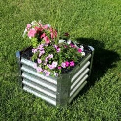 Wholesale 🔥 Sunnydaze Decor Sunnydaze Outdoor Lawn and Garden Galvanized Steel Square Raised Vegetable Garden or Flower Bed Planter Kit - 22" - Silver ✨