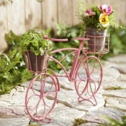 Brand new 🌟 The Lakeside Collection Lakeside Vintage Metal Bike Double-Planter Stand with Distressed Finish 🧨