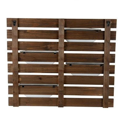 Promo 🧨 Rustic Slat Wood Wall Planter with Four Distressed White Enamel Pots - Foreside Home & Garden ✨ 5 Promo 🧨 Rustic Slat Wood Wall Planter with Four Distressed White Enamel Pots - Foreside Home & Garden ✨ - Image 3