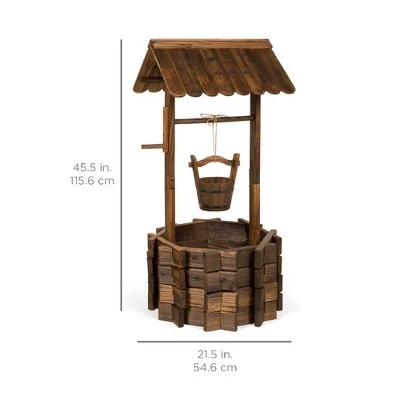 Best Sale โจ Best Choice Products Rustic Wooden Wishing Well Planter Outdoor Home Decor for Patio, Garden, Yard w/ Hanging Bucket ๐ 6 Best Sale โจ Best Choice Products Rustic Wooden Wishing Well Planter Outdoor Home Decor for Patio, Garden, Yard w/ Hanging Bucket ๐ - Image 5