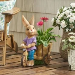 Promo ๐ Biddle Outdoor Decorative Rabbit Planter Brown/Blue - Christopher Knight Home ๐