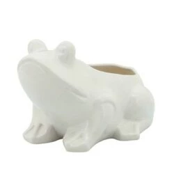 New 😍 Sagebrook Home 7" Frog Ceramic Planter White 😀