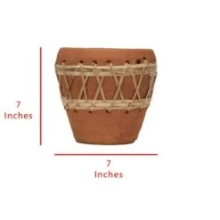 Budget 😀 Natural Terracotta and Woven Rattan Planter - Foreside Home & Garden 👍