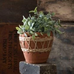 Budget 😀 Natural Terracotta and Woven Rattan Planter - Foreside Home & Garden 👍 -Planters Sales Store unnamed file 1497