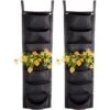 Wholesale ✔️ Juvale 2 Pack Black Fabric Wall Hanging Planters, 7 Pockets Plant Grow Bags, Indoor Outdoor Garden 39" x 11.8" 🥰