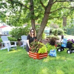 Best Sale 😀 Sunnydaze Decor Sunnydaze Raised Hot Dip Galvanized Steel Garden Bed Planter for Plants, Vegetables, and Flowers - 24" Square x 12" Deep - Brown 🧨 -Planters Sales Store unnamed file 155