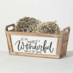 Budget 🥰 Sullivans "Wonderful" Wooden Planter 7.5"H Brown 😍