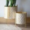 Best Sale 🎁 Set of 2 Modern Whitewashed Brass Metal Floor Planters - Foreside Home & Garden 😉