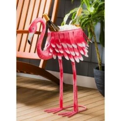 Best deal 🔔 Evergreen Beautiful Springtime Brushed Metal Flamingo Shaped Drink Chiller and Planter - 26x11x31 in 😍 -Planters Sales Store unnamed file 1664