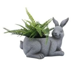 Brand new 👍 Sagebrook Home 11" Resin Sitting Bunny Planter Gray 😍