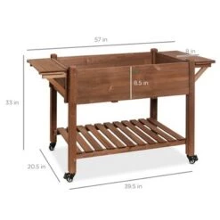 Coupon 🌟 Best Choice Products 57x20x33in Mobile Raised Garden Bed Elevated Wood Planter Box w/ Folding Side Tables - Brown 👏 -Planters Sales Store unnamed file 168