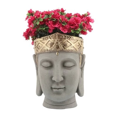 Coupon 馃専 Sagebrook Home 17" Polyresin Buddha Head Planter Gray/Gold 馃挴 3 Coupon 馃専 Sagebrook Home 17" Polyresin Buddha Head Planter Gray/Gold 馃挴