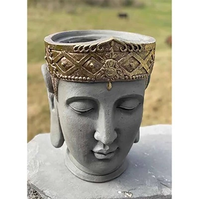 Coupon 馃専 Sagebrook Home 17" Polyresin Buddha Head Planter Gray/Gold 馃挴 6 Coupon 馃専 Sagebrook Home 17" Polyresin Buddha Head Planter Gray/Gold 馃挴 - Image 4