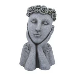 Discount 😉 Sagebrook Home Resin Daydreaming Lady Planter Gray 🔥 -Planters Sales Store unnamed file 1700