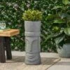 Best Pirce ⭐ Poulan Outdoor Concrete Polynesian Decorative Planter Stone Gray - Christopher Knight Home 👏 -Planters Sales Store unnamed file 1728