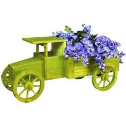 Outlet 😍 Gardenised Outdoor Old Style Wooden Car Shape Garden Planter, Kids 🎅 Christmas Holiday Gift, Green ⌛ -Planters Sales Store unnamed file 1738