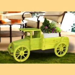 Outlet 😍 Gardenised Outdoor Old Style Wooden Car Shape Garden Planter, Kids 🎅 Christmas Holiday Gift, Green ⌛ -Planters Sales Store unnamed file 1739
