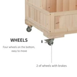 Outlet 👏 Outsunny 3-Tiers Wooden Raised Garden Bed with Wheels Trellis Back Storage Area Easy Movable for Flowers Herbs Natural 🧨 -Planters Sales Store unnamed file 177