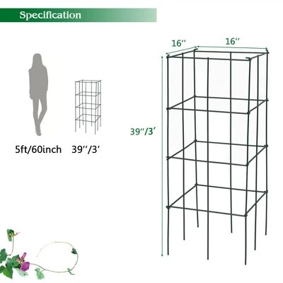 Flash Sale ๐ Costway 4 Pack Tomato Cages Garden Cages Stakes Plant Trellis 16'' x 16'' x 39'' ๐ 3 Flash Sale ๐ Costway 4 Pack Tomato Cages Garden Cages Stakes Plant Trellis 16'' x 16'' x 39'' ๐