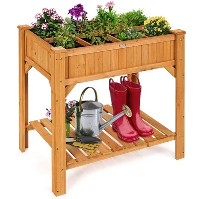 Wholesale โญ Costway 8 Grids Raised Garden Bed Elevated Planter Box Kit Wood w/Liner & Shelf ๐ 3 Wholesale โญ Costway 8 Grids Raised Garden Bed Elevated Planter Box Kit Wood w/Liner & Shelf ๐