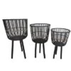 Budget 🌟 Set of 3 Bamboo Footed Planters - Sagebrook Home Black 🎁