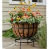 Best reviews of 🔥 Plow & Hearth - Footed Steel Round Basket Planter with Natural Coir Liner 😀