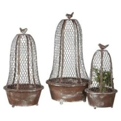 Budget 🔔 Wire Cloche Planter Brown 3pk - 3R Studios ✨