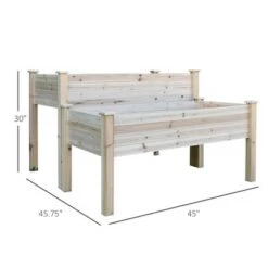 Promo 🔥 Outsunny 2 Tiers Fir Wooden Raised Garden Bed with Drainage Holes Elevated Planter Box Stand with Legs 2 Compartments and Sturdy Design 🌟 -Planters Sales Store unnamed file 211