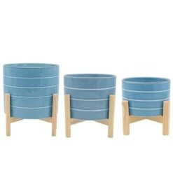 Cheapest ✔️ Striped Planter with Wood Stand - Sagebrook Home Yellow ⭐ -Planters Sales Store unnamed file 2115