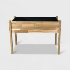 Cheap 👍 34" High Elevated Rectangular Garden Bed Planter With Fitted Liner Cedar - GRO Products 👏